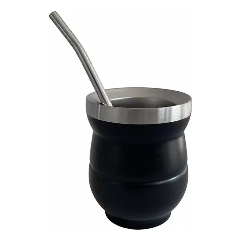 Set De Mate Con Bombilla + Termo Bala 1000ml Acero Inox