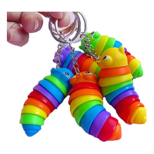Llavero Oruga Colores Colgante Llavero Divertido Antiestres Variado
