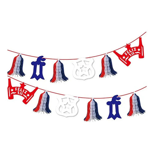 X3 Guirnalda Fiestas Patrias 2.2 Metros Feliz 18 Decoración Rojo