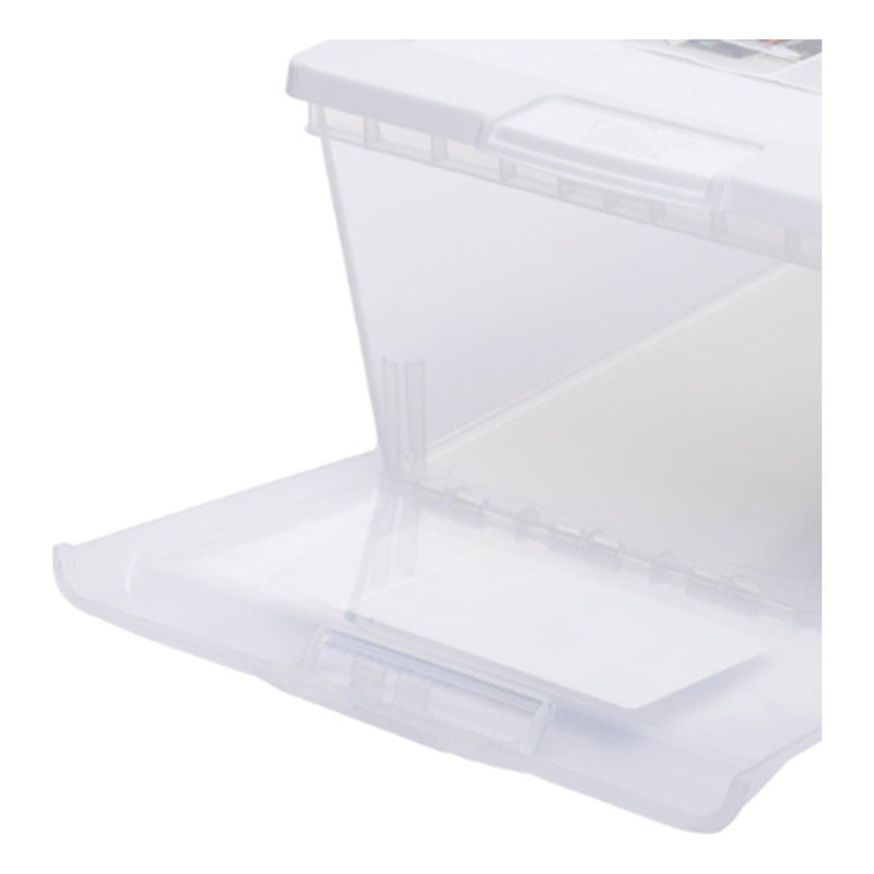 Caja Organizadora Apilable Zapato Multiuso 12 L Reyplast Transparente / Blanco Lisa