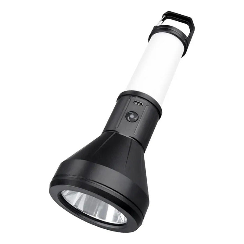 Linterna Doble Luz Recargable Led Camping Campo Flash Blanco Negro