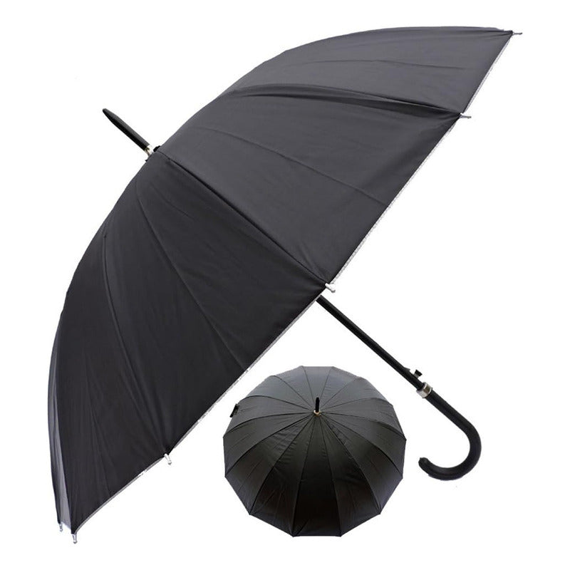 X2 Paraguas Automático Mango Curvo 16 Varillas Resistente