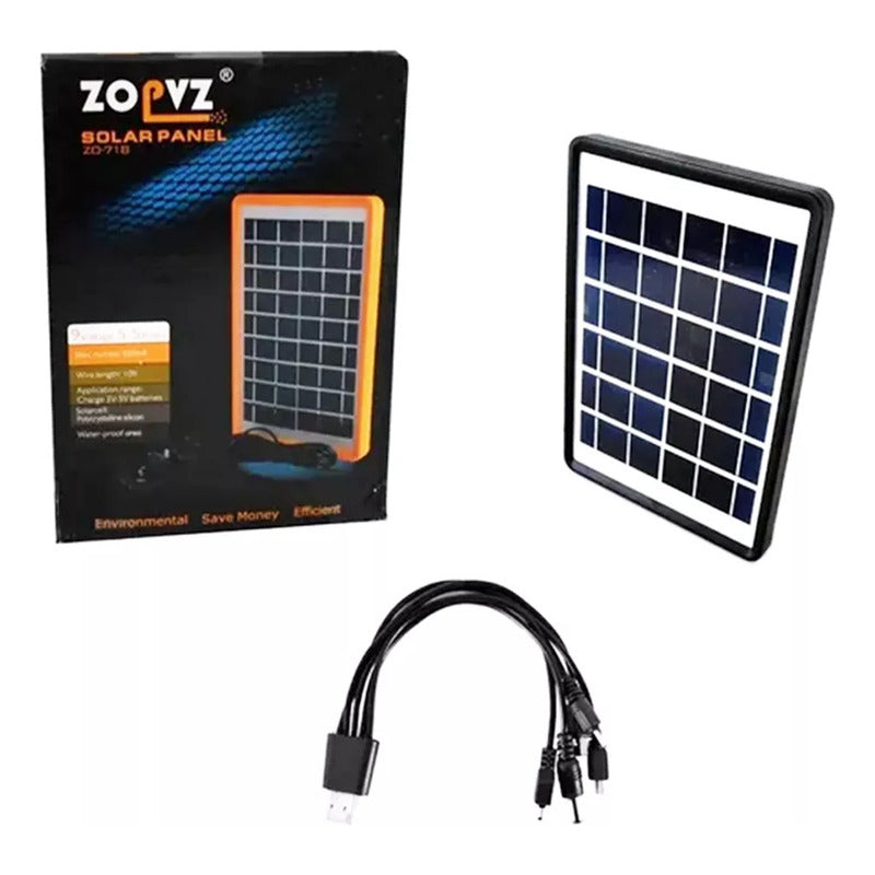 X2 Cargador Panel Solar Multifuncional Celular Energía Solar Negro 5v