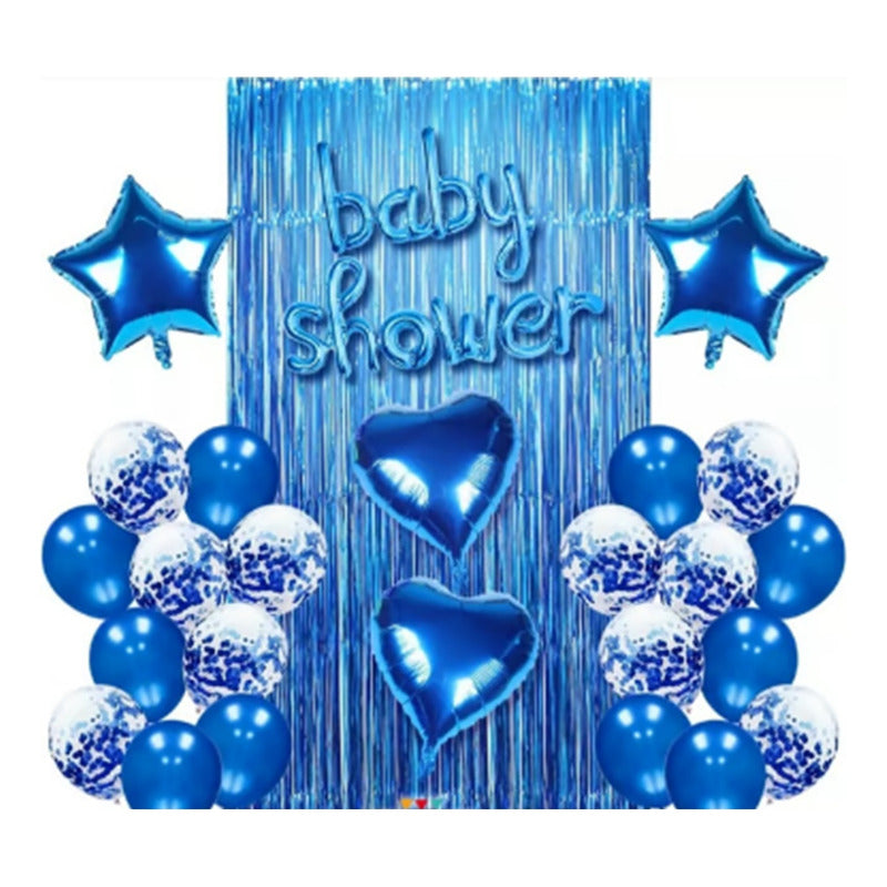 Set Decorativo Cortina Y Globos Baby Shower Niña Niño