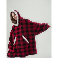 X2 Poleron Sherpa Cuadrille Poleron Con Chiporro Capucha Unica Rojo Cuadrillé