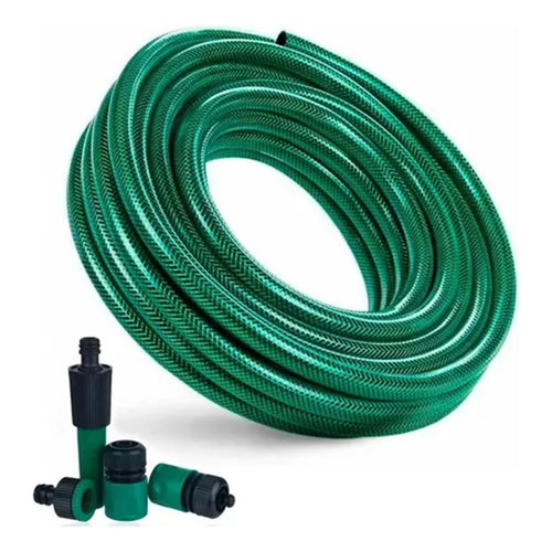 Manguera Riego Reforzada 1/2 Pulgada 10 M + Acople Jardin Verde Musgo