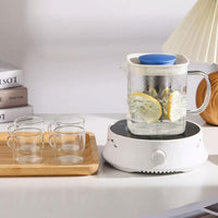 Tetera De Vidrio Con Infusor De Té + Tazas Resistente Calor