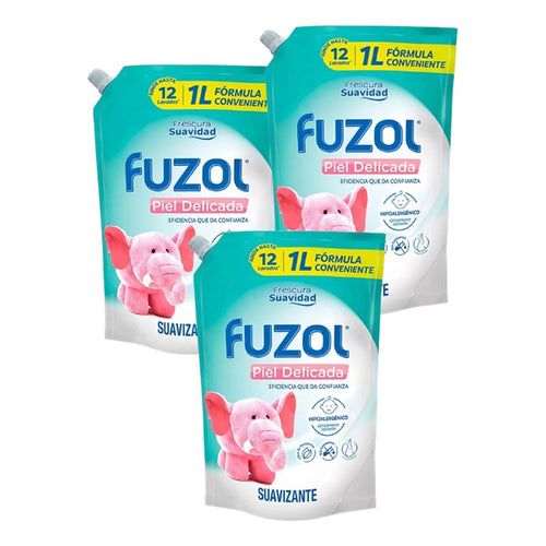 Pack X3 Suavizante Fuzol Piel Delicada 1l Frescura Suavidad