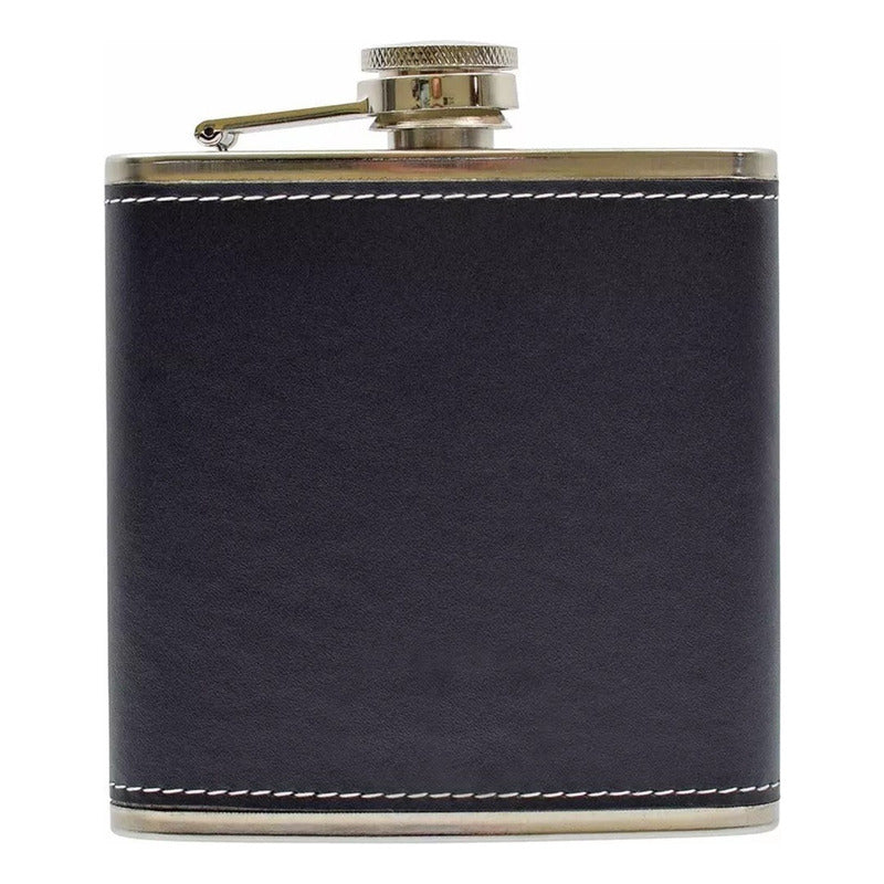 Licorera Petaca Wisquera De Cuero Acero Inoxidable 7oz
