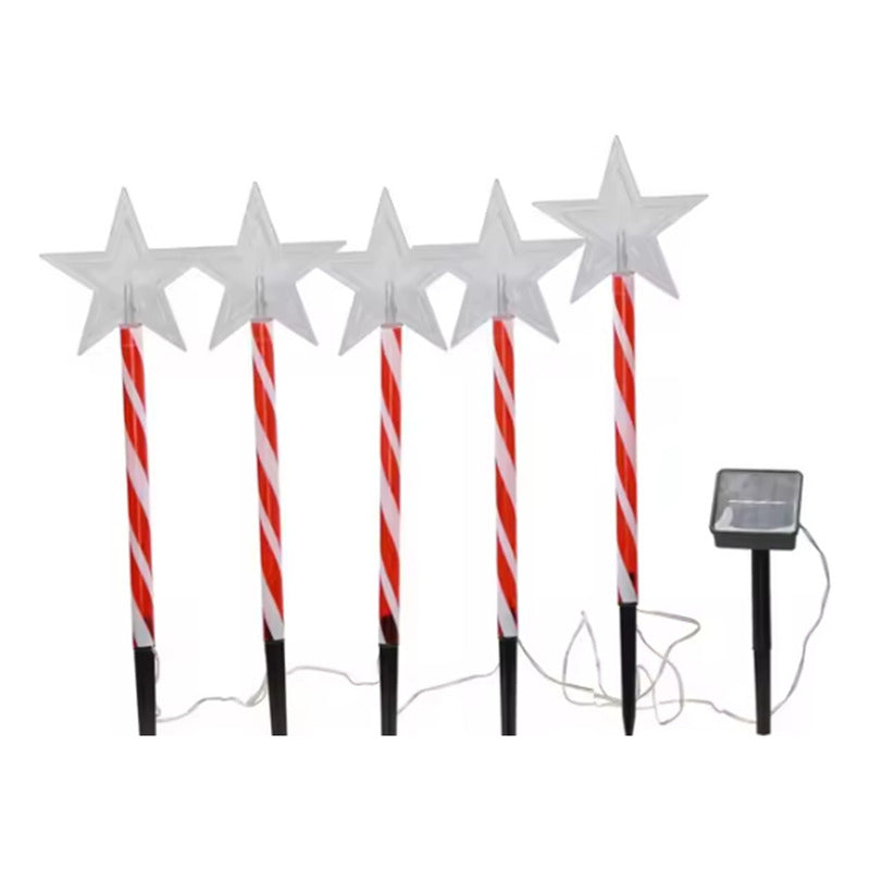 Set X5 Estacas Navidad Luces Navideñas Led Solar Decoración