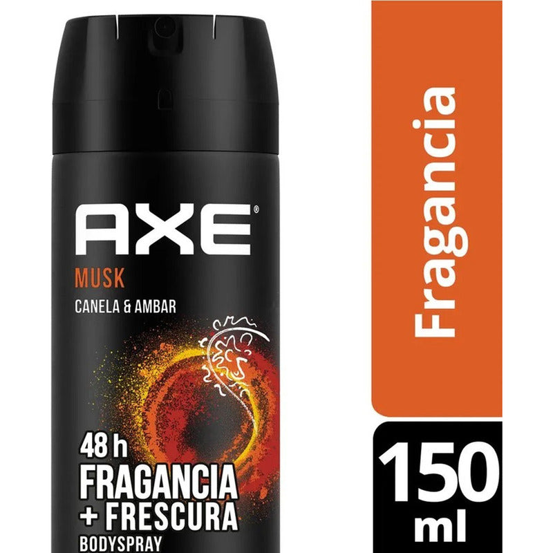 X2 Desodorante Axe Spray Aerosol Musk Canela & Ámbar 150ml Canela Ámbar