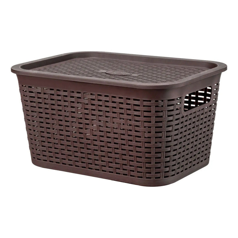 X2 Canastilla Caja Organizadora 22 Litros Canastilla Tavarúa Marrón Ratán
