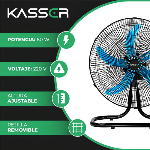 Pack X2 Ventilador 3 En 1 Industrial Kasser 5 Aspas 18p