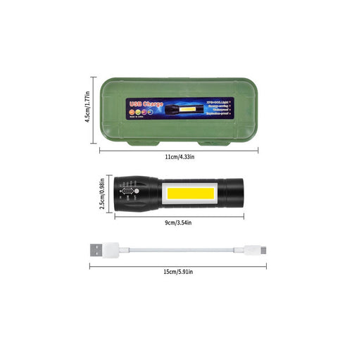 Linterna Tactica Recargable De Larga Distancia Led Potente Blanco Verde