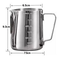 Jarra Espuma Jarro Medidor Leche Barista Cafe Acero 350ml Plateado.