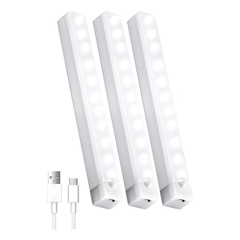 X3 Luz Barra Led 20cm Sensor Movimiento Ahorro Energia Hogar Blanco
