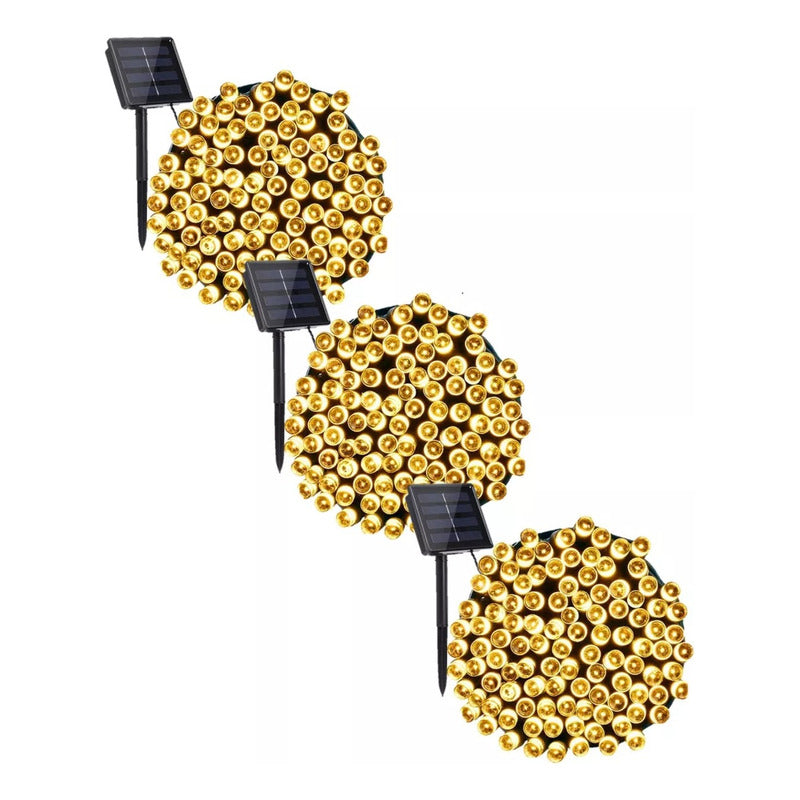 X3 Luces Navidad Guirnalda Solar 200 Led 20 Metros Decorativ
