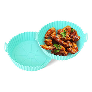 2 Moldes Bandeja Silicona Air Fryer Freidora Anti-adherente Blanco