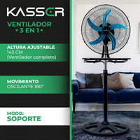 Pack X2 Ventilador 3 En 1 Industrial Kasser 5 Aspas 18p