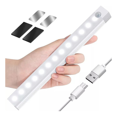 Luz Barra Led 20cm Con Sensor Movimiento Muebles Baño Cocina Blanco