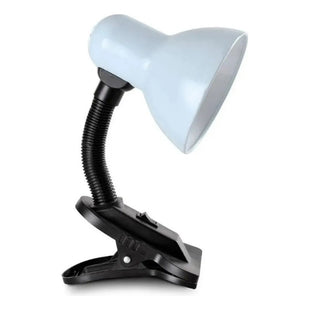 Lampara Velador De Mesa Con Pinza Escritorio Flexible Blanco Blanco