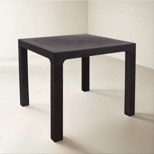 Mesa Roble Ratán Exterior Madera Living Comedor Terraza Marrón Marrón
