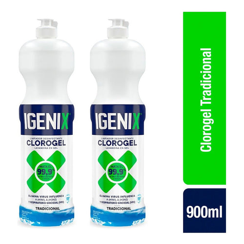 Pack X2 Limpiador Cloro Gel Igenix Tradicional 900ml
