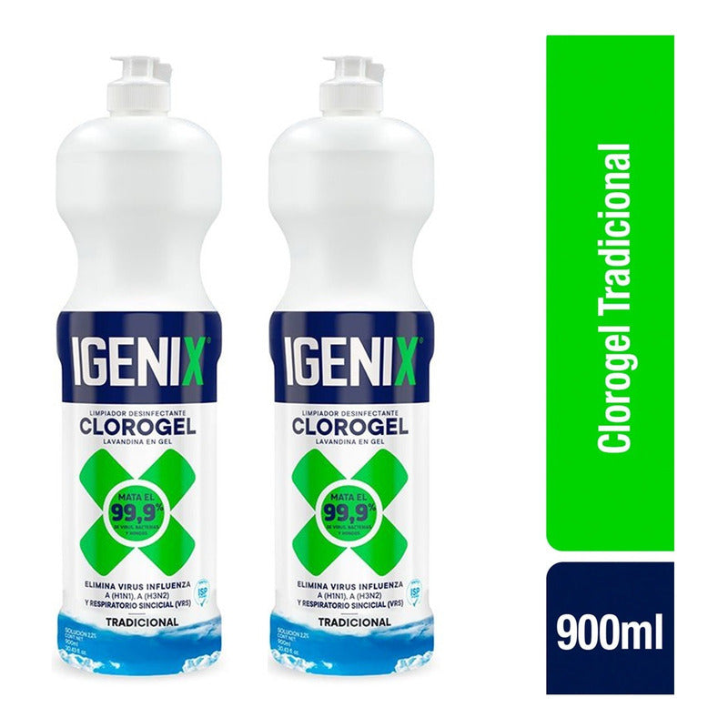 Pack X2 Limpiador Cloro Gel Igenix Tradicional 900ml