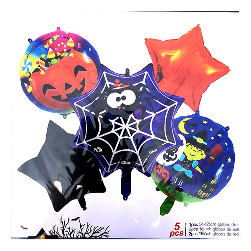 Set 5 Globos Metalico Halloween Fiesta Noche De Terror Fanta
