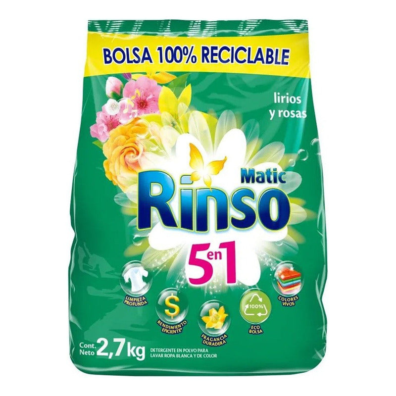 Detergente En Polvo Rinso 5 En 1 Matic 2.7kg Lirios Rosas