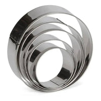 Cortador Circular De Acero 5 Piezas Redondo Galletas Fondant Plateado