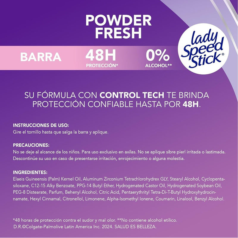 X3 Desodorante Barra Lady Speed Stick Powder Fresh Barra 45g Powder Fresh
