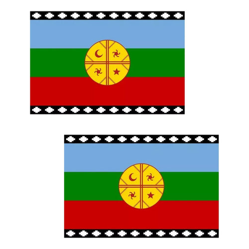 X2 Bandera Mapuche Chilena Bandera Chile Mediana 90x145 Tela Bandera Chile