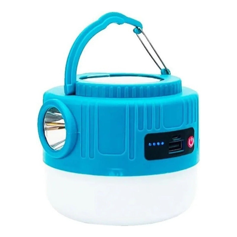 Lámpara Solar Led Recargable Portátil Luz Emergencia Camping Azul