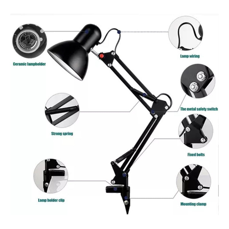 Lampara 2 En 1  Escritorio / Mesa / Estudio / Flexible 360°