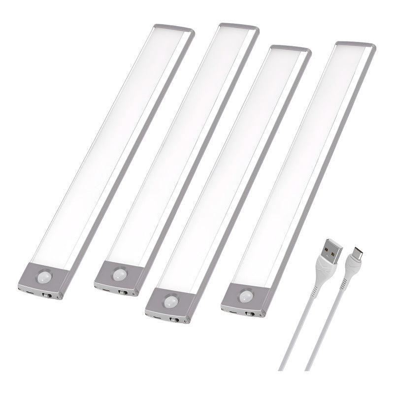 Pack4 Luz Barra Led Con Sensor Movimiento Mueble Baño Cocina Blanco/frio
