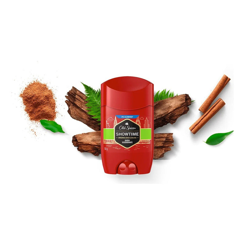 X2 Desodorante Barra Old Spice Showtime 50g Original Salvia Salvia
