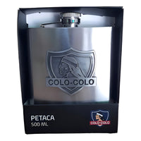 Petaca Equipo Futbol Colo Colo Acero Inoxidable 500 Ml Color Plateado