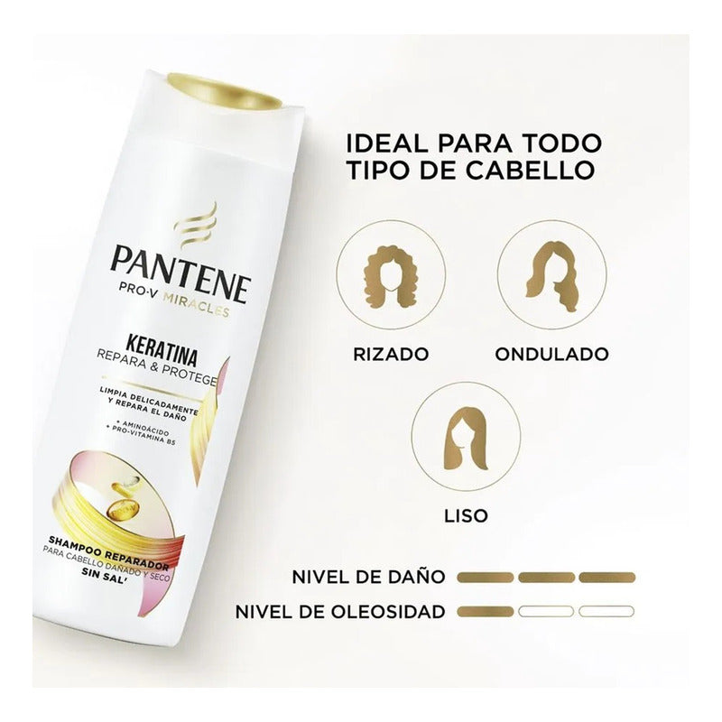 X2 Shampoo Pantene Keratina Repara & Protege Sin Sal 300ml