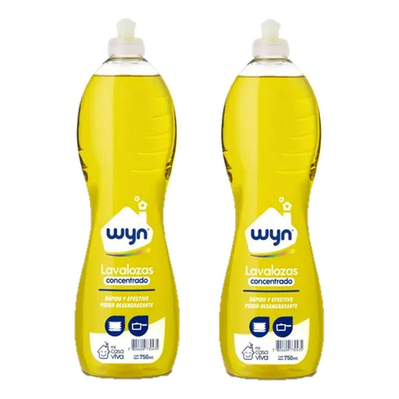 Pack X2 Lavalozas Concentrado Wyn 750ml Poder Desengrasante