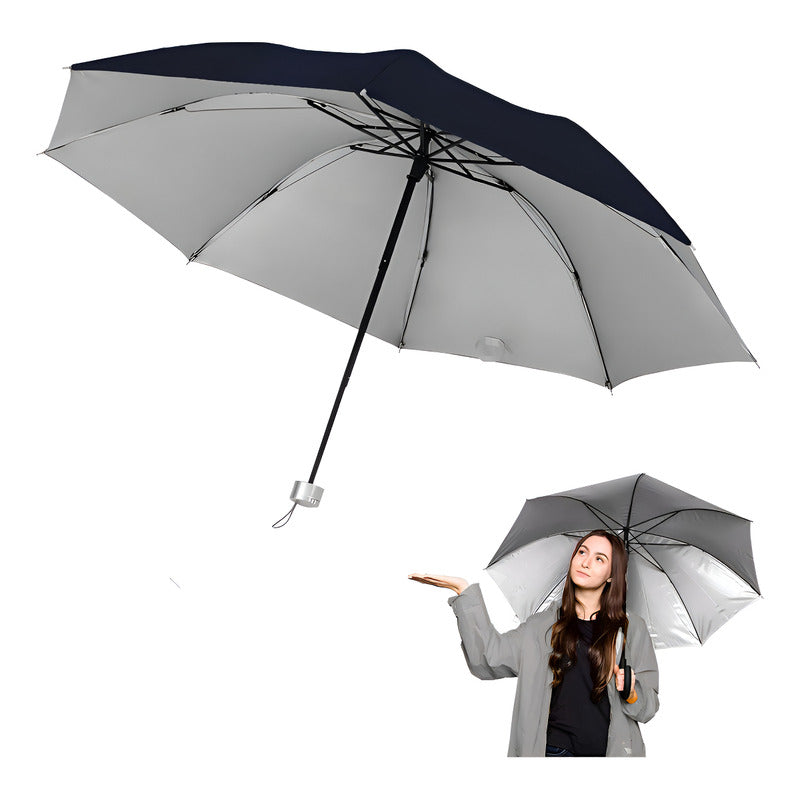 Paraguas Lluvia Plegable sombrilla Impermeable Retractil Uv Color Negro