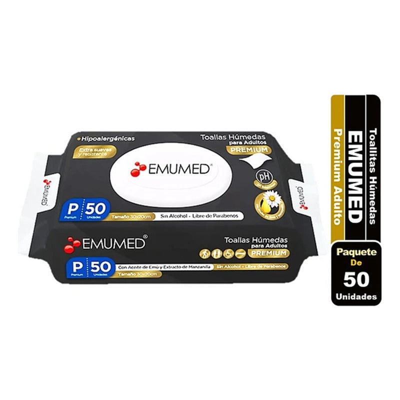 Toallas Húmedas Adulto Premium Emumed 50unid