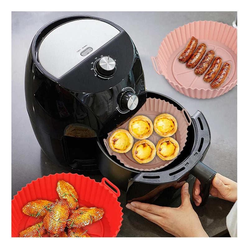 Pack X2 Bandeja Reutilizable Silicona Airfryer Freidora Aire