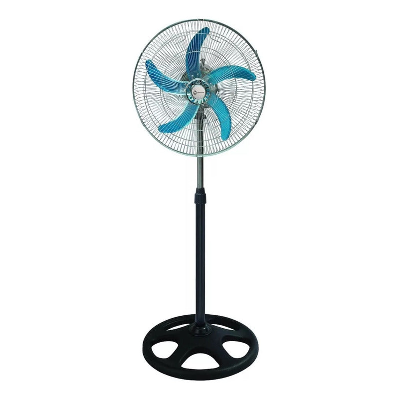 Ventilador Pedestal Ventiladores De Pie Turbo Grande 18puLG 5 50 Cm Negro Metal Plateada