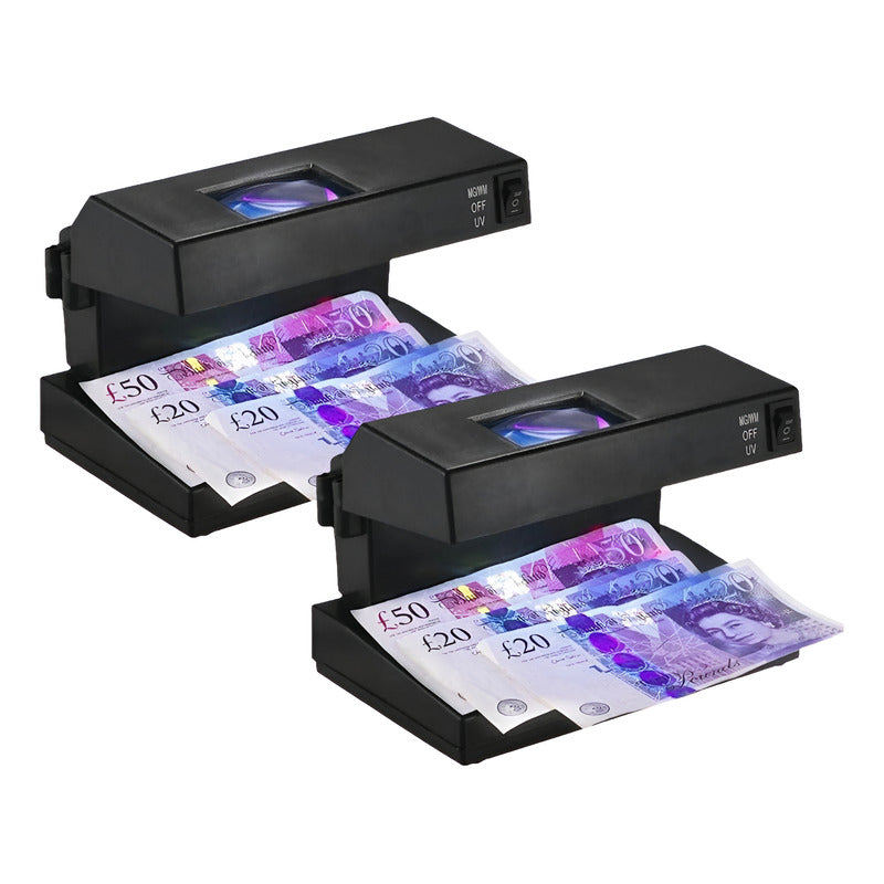 Pack2 Detector De Billetes Falsos Con Luz Uv+ Linterna+ Lupa