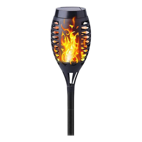 Estaca Luz Solar Led Antorcha Jardín Grande C/ Panel Calido Negro