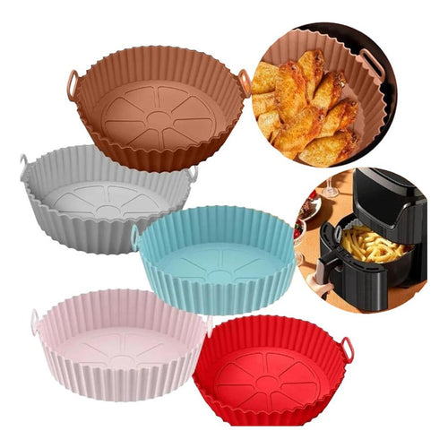 Pack 5 Cesto Bandeja De Silicona Air Fryer Anti-adherente