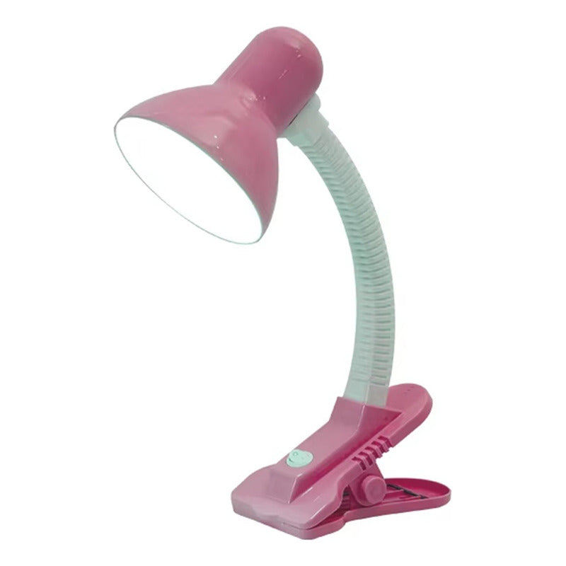 Lampara Click Pinza Escritorio Lampara Lectura Velador Rosa Blanco