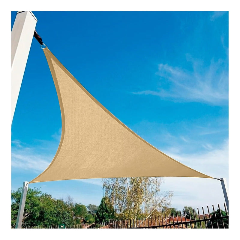 Pack X3 Toldo Vela Triangular 3x3x3 Cubierta Terraza Jardin Beige