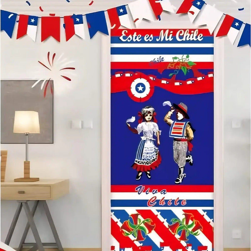 X2 Funda De Puerta Decoración Fechas Patrias 100x210cm M6